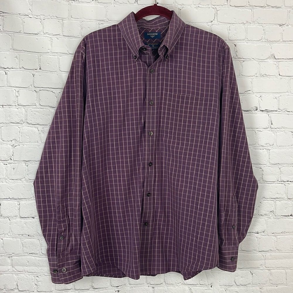 Dockers Purple and White Button Up